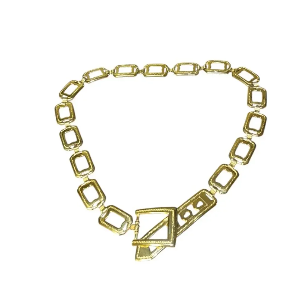 VTG Designer COUTURE signed T gold plate metal belt with big rectangular links